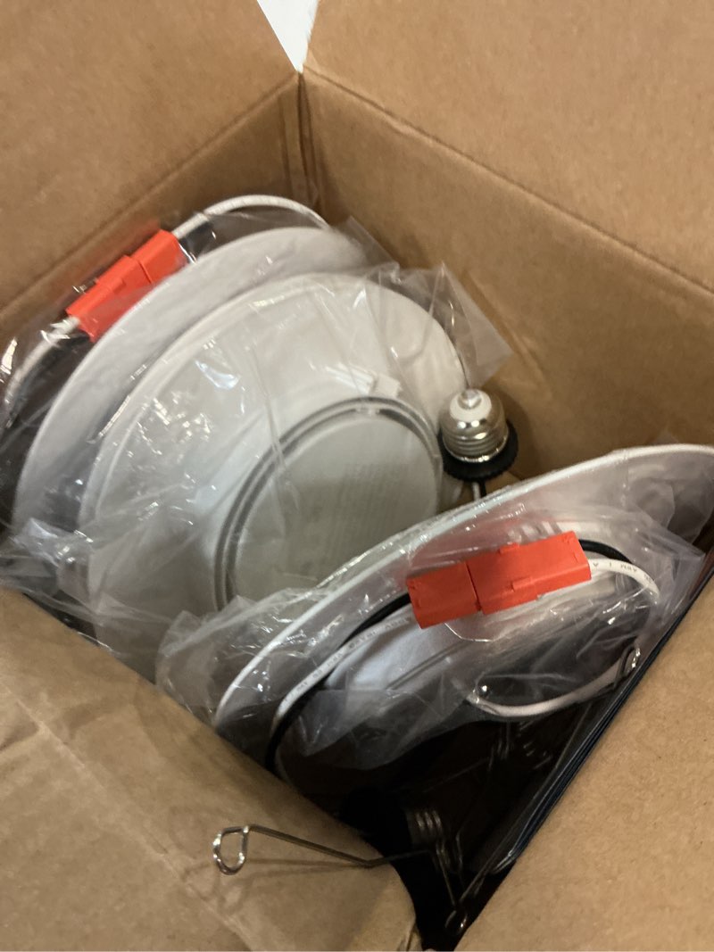 Condition photo showing Good Condition for amico 6 pack 6 inch retrofit eyeball gimbal can lights, adjustable eyeball directional 5cct led recessed lights, dimmable, 2700k/3000k/3500k/4000k/5000k selectable, 10w 950lm, etl&fcc 6 inch 6