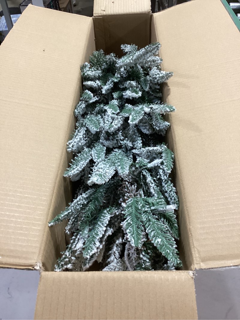 Condition photo showing As Is for Nearly Natural 3ft. Flocked Manchester Spruce Artificial Christmas Tree with 50 Lights and 133 Bendable Branches