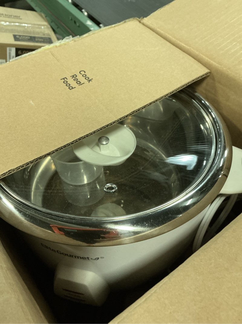 Condition photo showing Good Condition for elite gourmet erc-2020 electric rice cooker with stainless steel inner pot makes soups, stews, grains, cereals, keep warm feature, 20 cups cooked (10 cups uncooked), white 20 cups cooked white