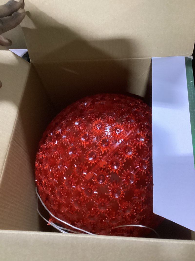 Condition photo showing Good Condition for Retisee 2 Pcs Red Christmas Spheres Ball Lights - 300 LED Lighted Large Clear Hanging Starlight Sphere for Indoor Outdoor Tree Home Novelty Light Decorations for Xmas Holiday(10 Inch,Red) 10 Inch Red