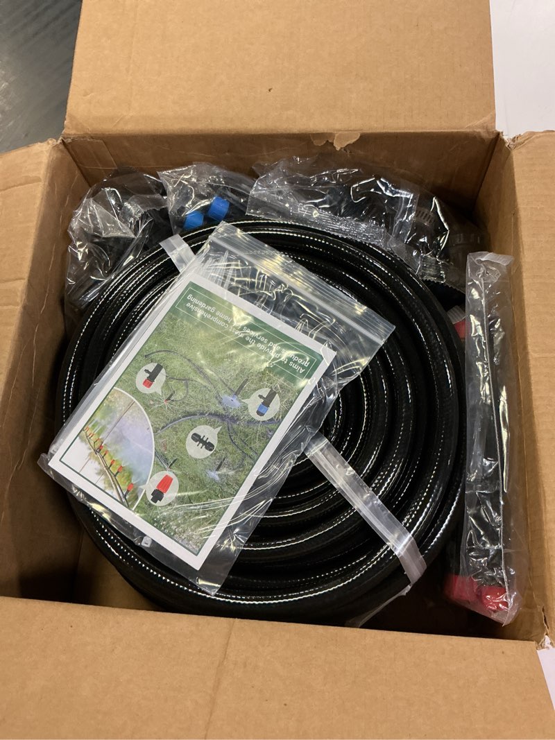 Condition photo showing Good Condition for 256ft drip irrigation system kit, 163pcs automatic garden watering misting system with 1/4" distribution & 1/2" hose tubing and accessories for greenhouse, yard, lawn, plant