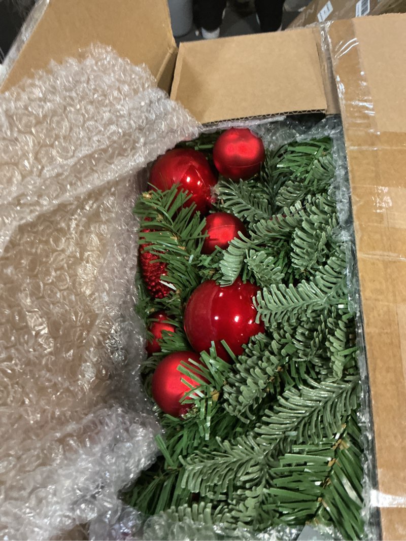 Condition photo showing New/Like New for MARTINE MALL Pre-Decorated 3FT Small Christmas Tree with 50 LED String Lights, Artificial Mini Tabletop Christmas Tree Cute Little Xmas Trees with Red Hanging Ornaments for Home Small Space Holiday