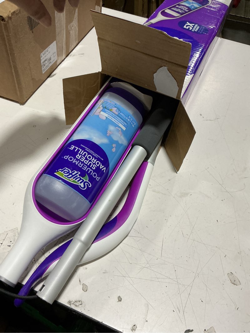 Condition photo showing As Is for swiffer power mop multi-surface kit for floor cleaning  fresh scent