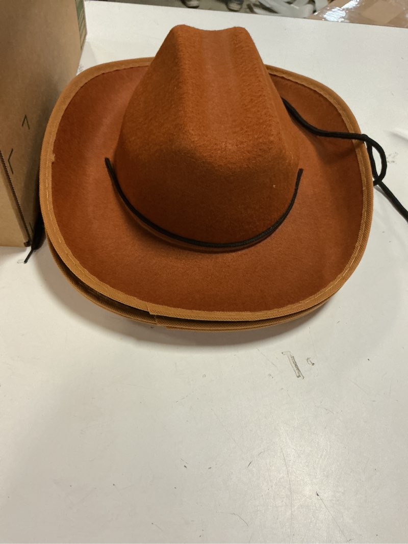 Condition photo showing Good Condition for funtery pack of 3 kids cowboy hat, western hats with red bandanna for birthday party cosplay, halloween brown and red