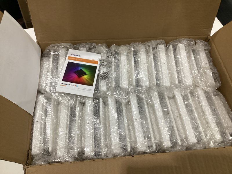 Condition photo showing Good Condition for APONUO Solar Post Cap Lights Color Changing 16 Pack - RGB 8 Solid & Gradient Colors, IP65 Waterproof, for 4x4 5x5 6x6 Wood Vinyl Fences, Deck, Patio, Yard (White)