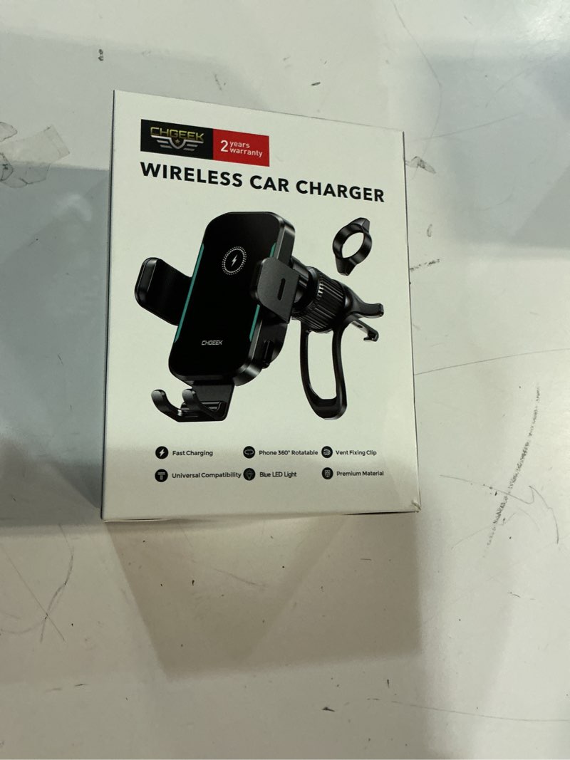 Condition photo showing New/Like New for CHGeek 15W Wireless Car Charger – Auto-Clamping Qi Fast Charging Vent Mount with LED Light; Compatible with iPhone 13-16 & Samsung S22-S24
