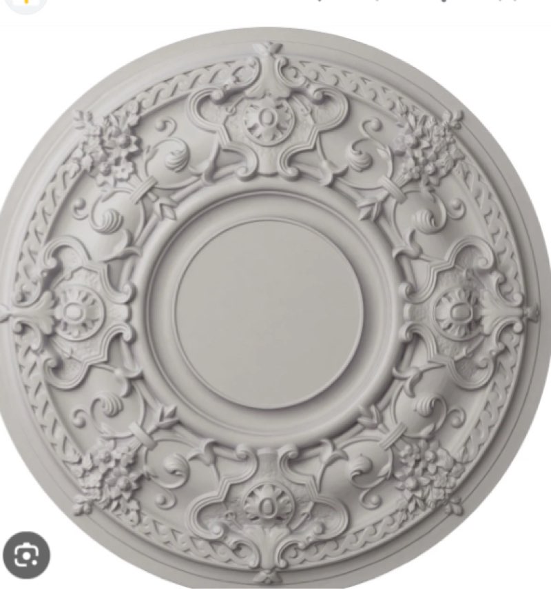 *similar to stock photo *ekena millwork jackson ceiling medallon 32 3/4” od x 2 1/2 p fits canopies up to 13 1/2” hand painted white frost 