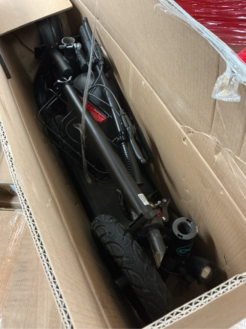 Condition photo showing As Is for C1 Electric Scooter with Seat for Adults, 300W Motor, 20-Mile Range, 15.5 MPH, Foldable Commuter E-Scooter with Basket for Grocery, Pets, and Daily Commute– Classic Black