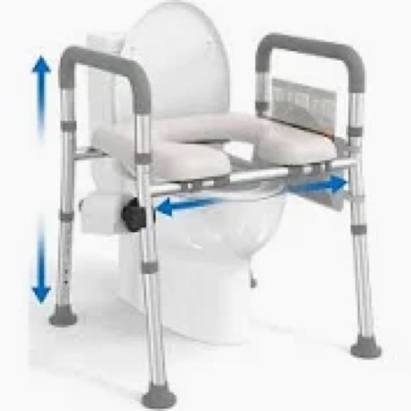 Raised Toilet Seat with Handles for Seniors, Stable Handicap Toilet Seat, Adjustable Toilet Seat Ris