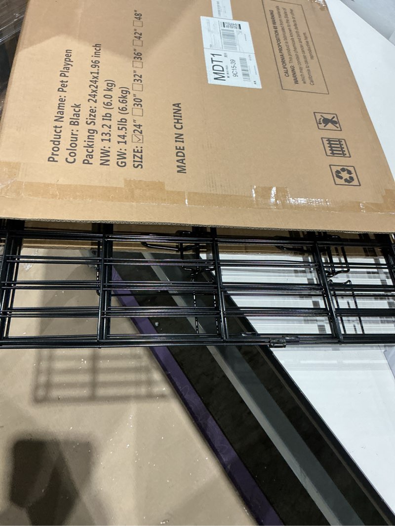 Condition photo showing New/Like New for puppy pet playpen 8 panel 24 inch indoor outdoor metal portable folding animal exercise dog fence ideal for pet animals dog cat rabbit breed puppy (24" x 24" x 8) 24'' x 24'' x 8pcs