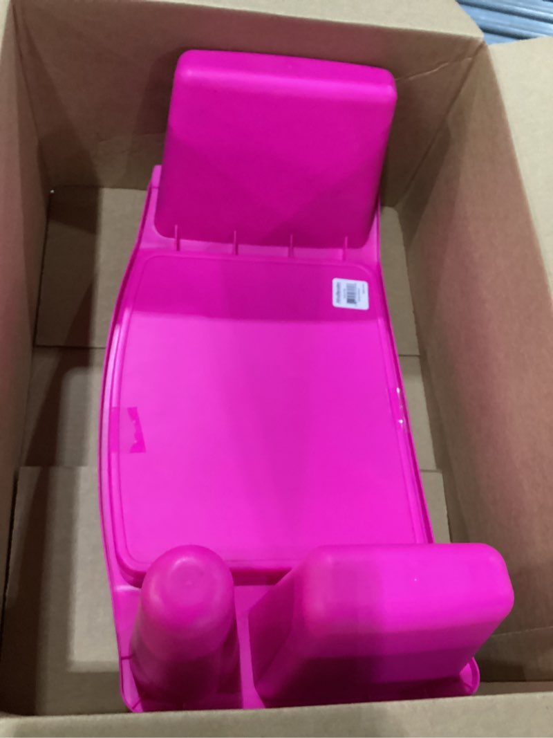 Condition photo showing New/Like New for mind reader kids lap desk, portable activity tray with side storage, stackable plastic desk for drawing, snacks, study, set of 2, pink