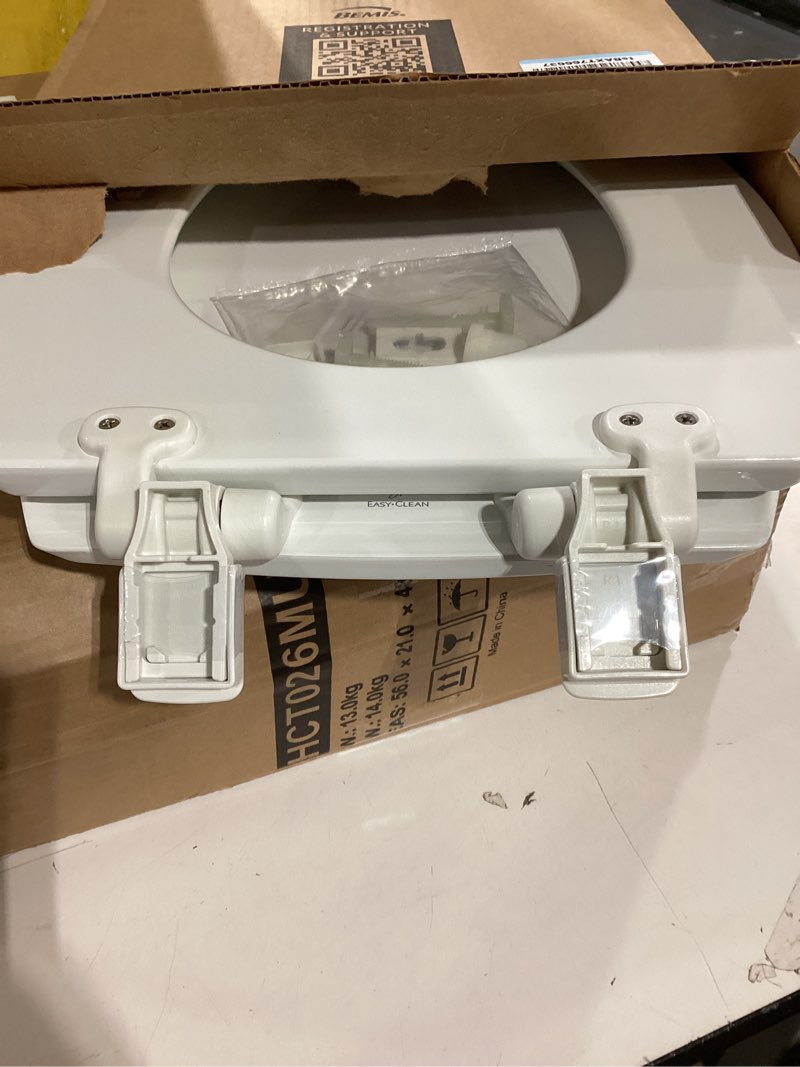 Condition photo showing Good Condition for mayfair cassel slow close toilet seat, easy clean, non slip premium wood seat, easy install, made in usa, elongated, white elongated 1 - toilet seat