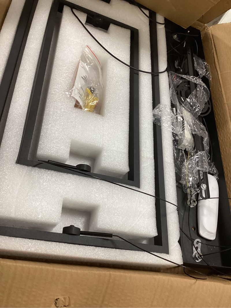 Condition photo showing Good Condition for modern chandeliers for living room, 2-ring rectangles pendant light kitchen island fixtures, dimmable led chandelier for dining room bedrooms, black (40cm/60cm) rectangular 15.7+23.6in