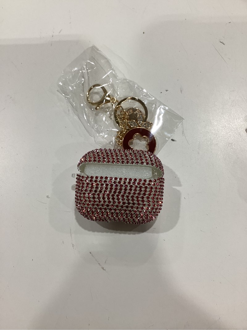 Condition photo showing Good Condition for bling airpods ipods pro 3 case cover 2025, visoom rhinestone airpods pro 3 cases cute glitter jewelry airpod ipod pro3 cases for sparkly apple airpods ipods pro 3rd gen case with keychain for women j-pink for airpods pro 3(2025)