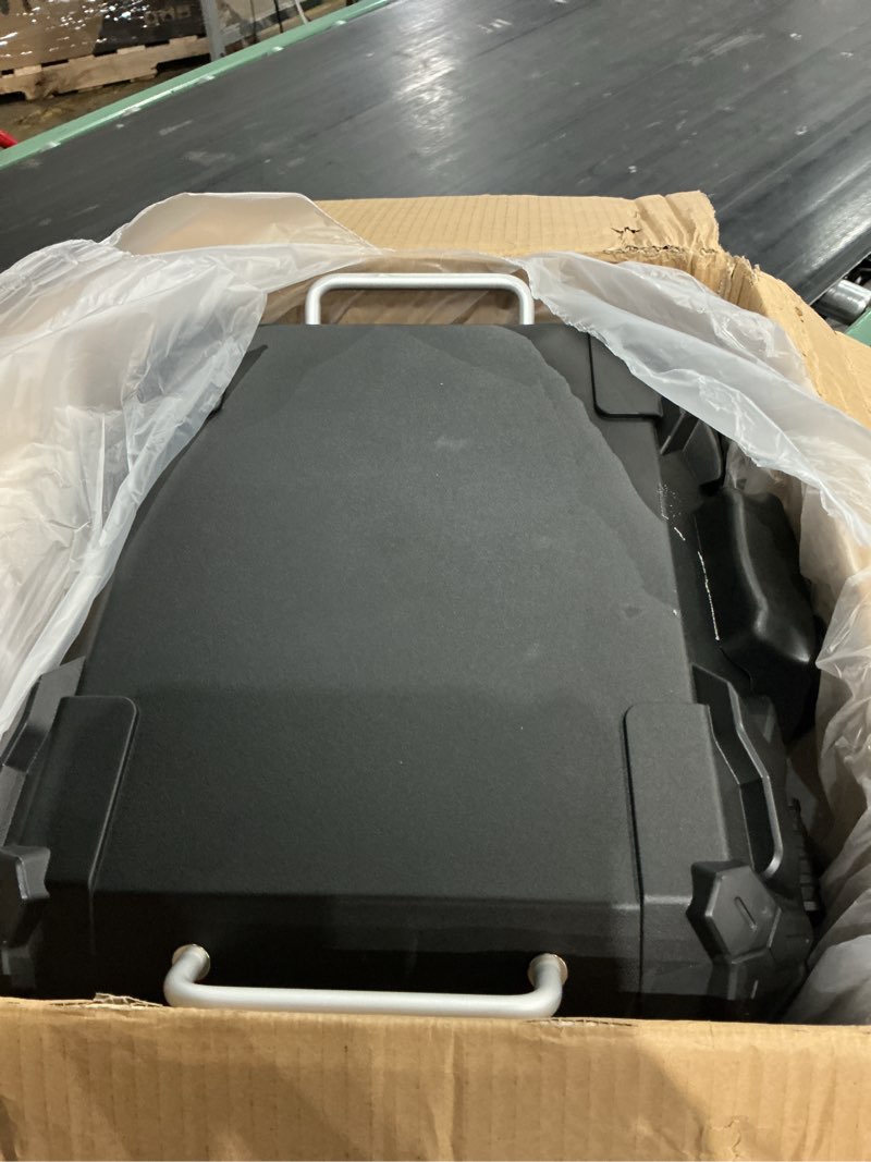Condition photo showing As Is for motorcycle top case 45l trunk tail box bag aluminum alloy handle with leather lining anti-theft with lock & back cushion waterproof dustproof easy installation with universal bracket black black?45l-single lock?