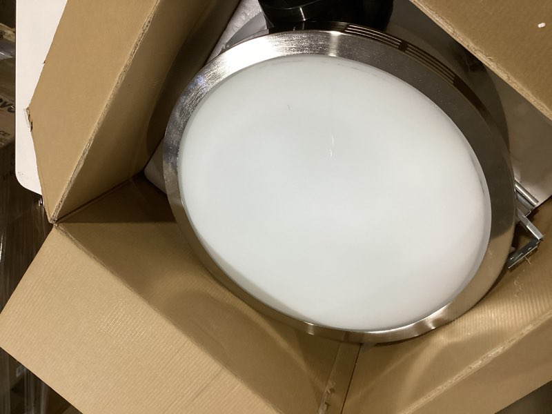 Condition photo showing As Is for Homewerks 7105-07 Bathroom Fan with LED Light Ceiling Mount Exhaust Ventilation Silent 2.5 Sones 100 CFM, Decorative Brushed Nickel Trim