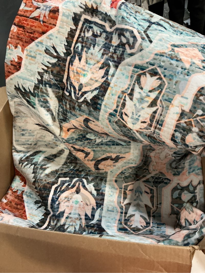 Condition photo showing Good Condition for YJ.GWL Area Rugs for Living Room 8x10 Machine Washable Rugs, Non Slip Floral Vintage Rug Indoor Carp