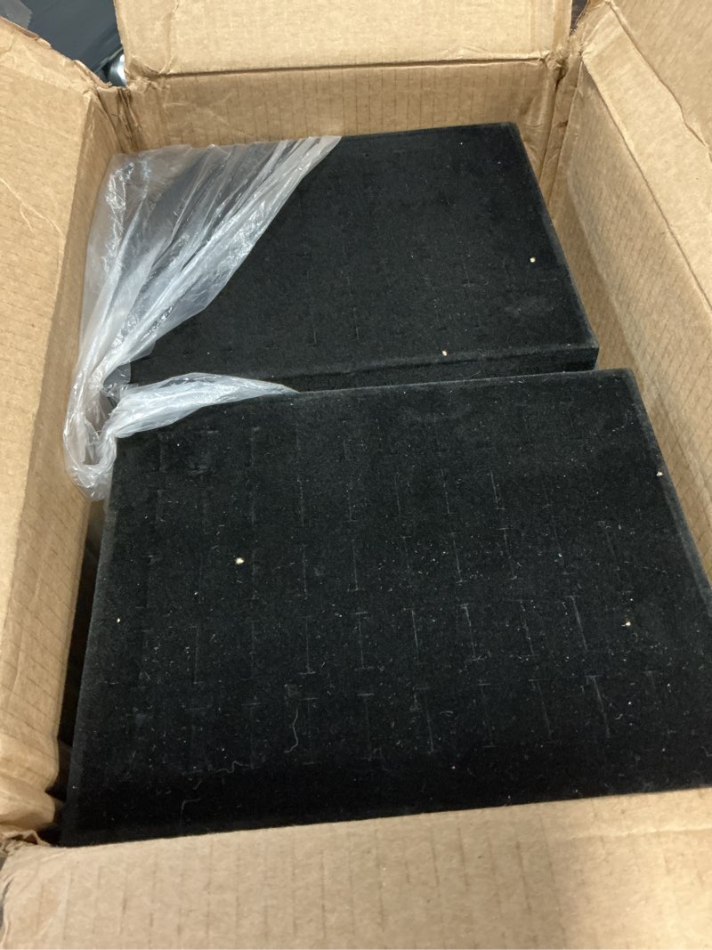 Condition photo showing Good Condition for hiceeden 4 pack velvet ring display stand, 50 slots rings organizer jewelry display tray, l-shaped ring holder display for selling earrings rings, black