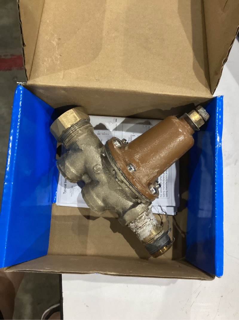 Condition photo showing As Is for watts 3/4 in. female threaded union brass water pressure reducing valve 3/4 in. fnpt