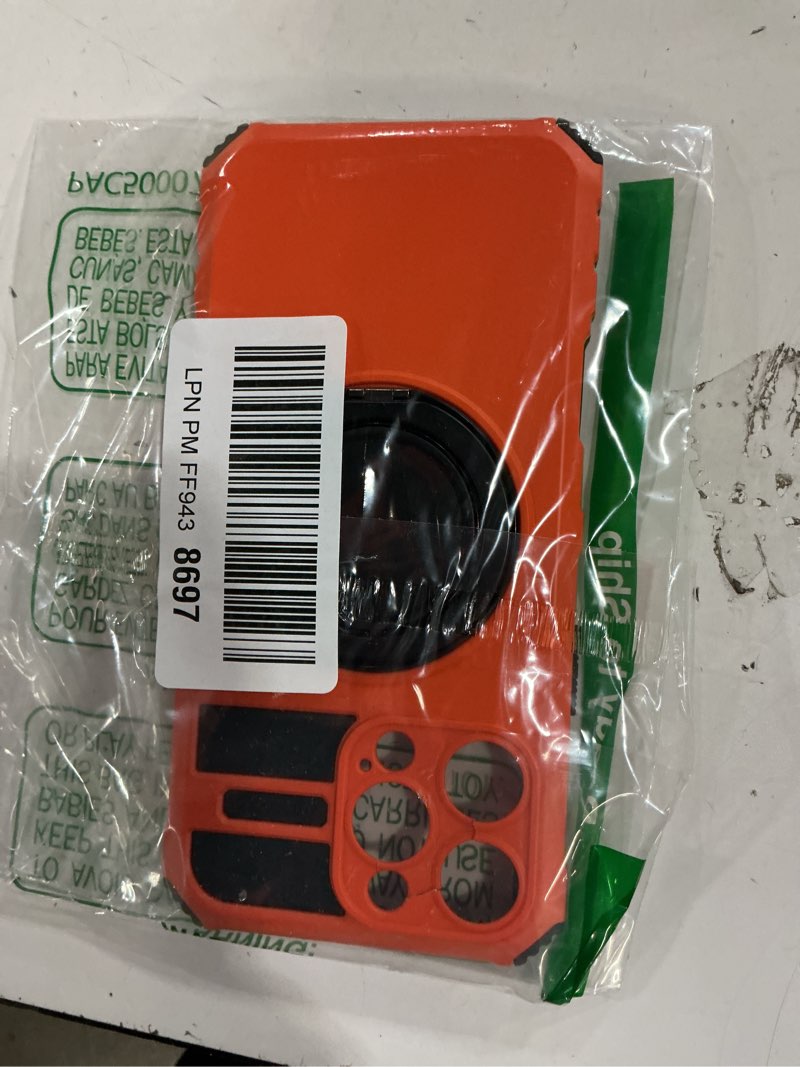 Condition photo showing Good Condition for Phone Case for iPhone 16 Pro Max Compatible with Magsafe with Metal Magnetic Ring Stand Silicone&PC Cover, Heavy Duty Rugged Hard Military Grade Shockproof Protective (Orange)