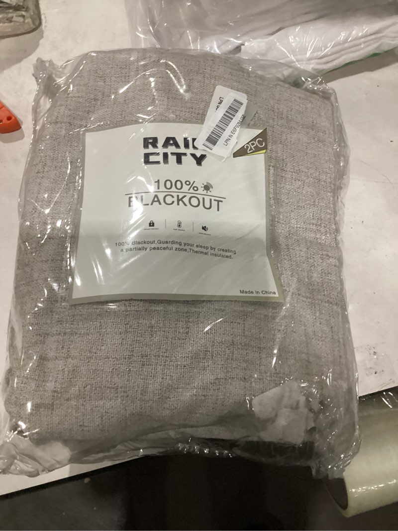 Condition photo showing Good Condition for rain city 94 inch long sun blocking curtains with hooks linen blend,custom made blackout drapes for 90-96 inch tall window,pinch pleat for traverse rods floor to ceiling track 50 wide 2 pack 50"w x 94"l (pack of 2) beige
