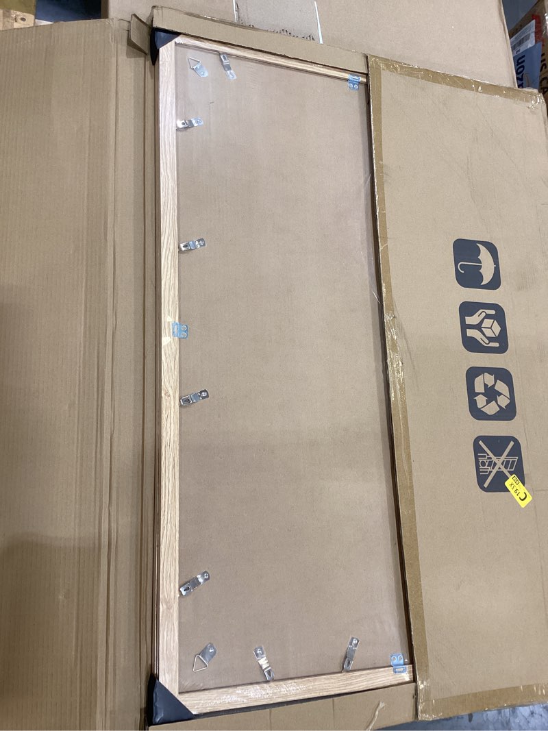 Condition photo showing New/Like New for 24x36 poster frame set of 2, natural oak wood style - display 20x30 picture with mat or 24 x 36 poster without mat, wall mounting horizontal and vertical natural oak 24x36 in