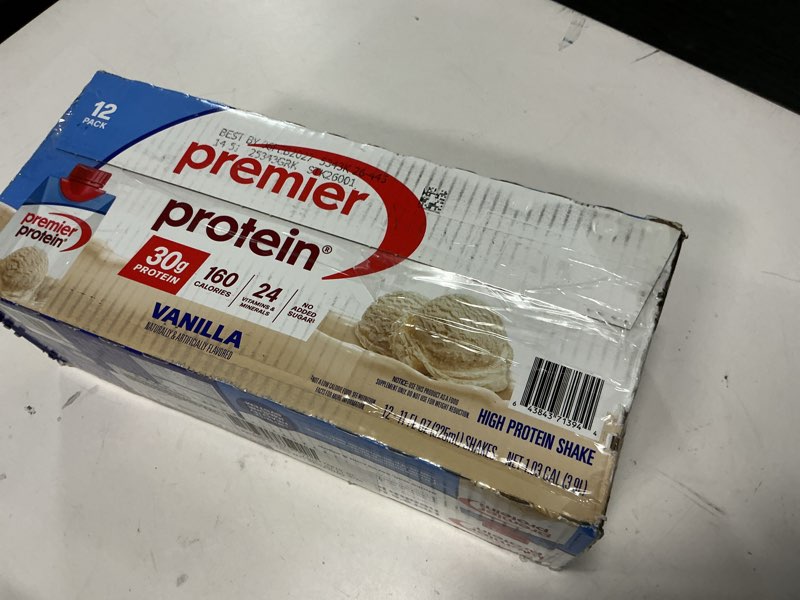 Condition photo showing Good Condition for (bbd:06/feb/2027 ))premier protein protein shake, vanilla, 30g protein, 1g sugar, 11 fl oz pack of 12