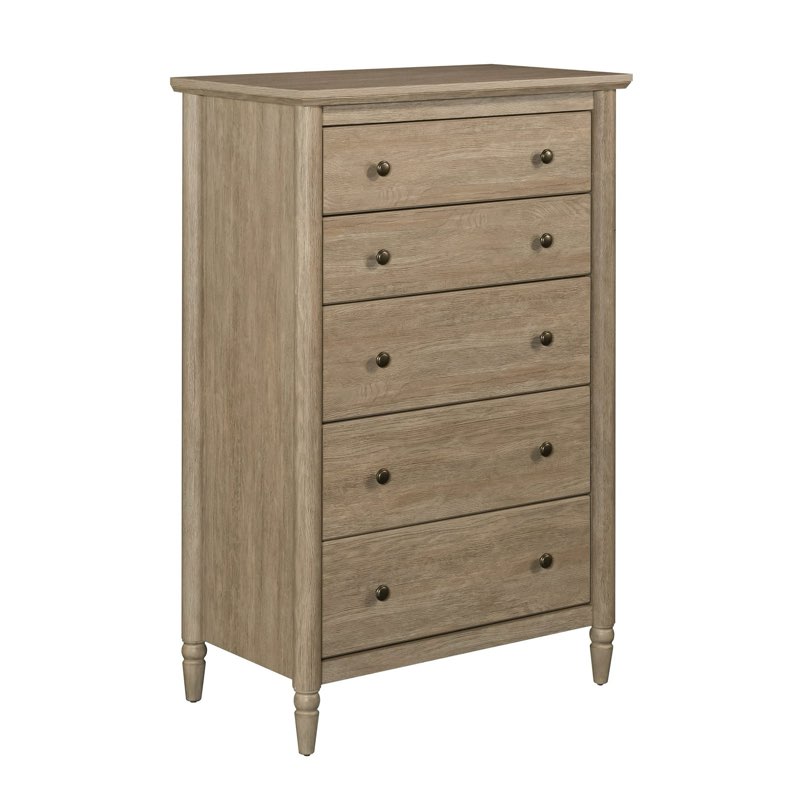 (box 1 of 2) my texas house 437428 monroe 5-drawer dresser brushed oak finish