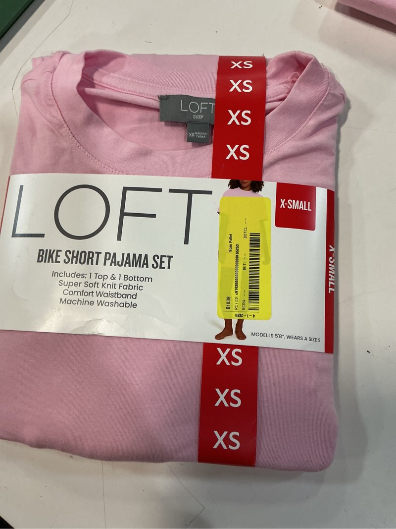 Condition photo showing New/Like New for loft women's 2-piece bike short pajama set xs 