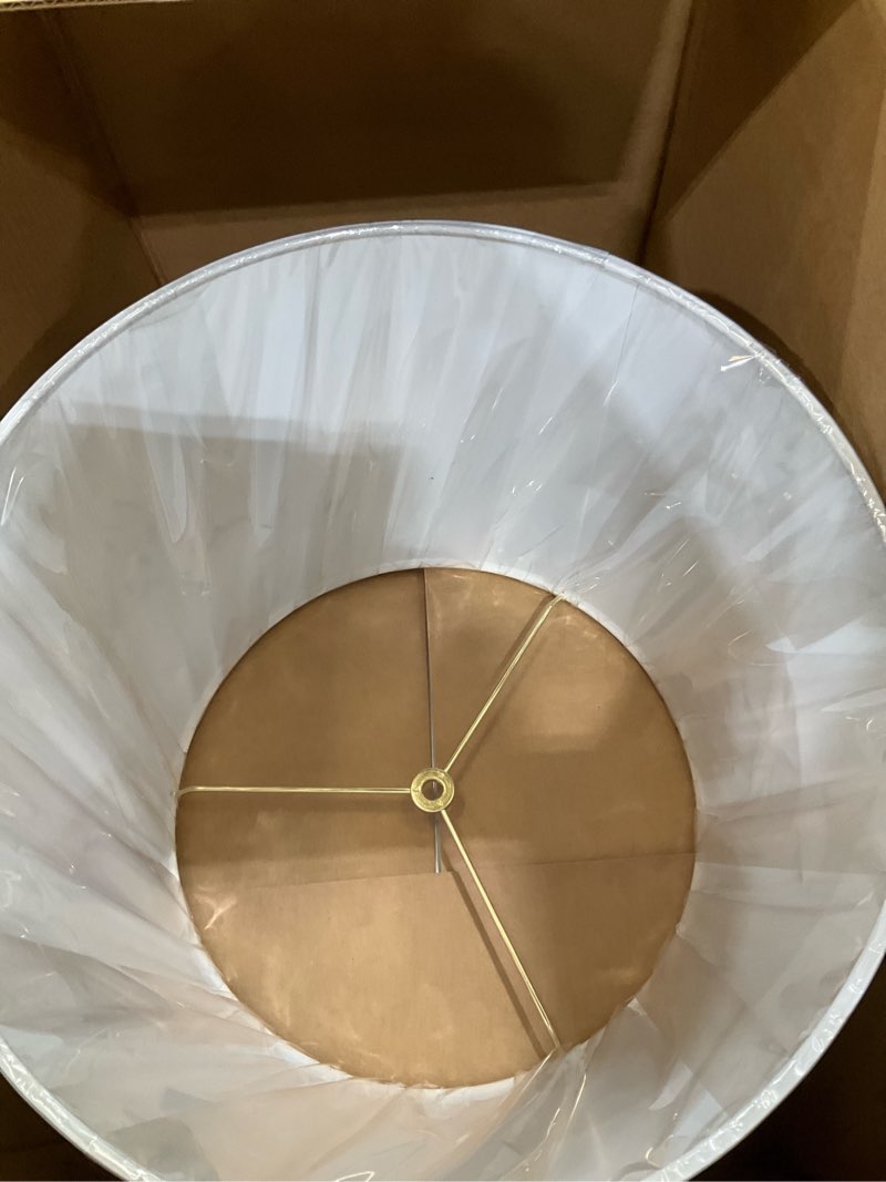 Condition photo showing Good Condition for Aspen Creative 32311 Transitional Hardback Empire Shaped Spider Construction Lamp Shade in Light Blue, 14" wide (12" x 14" x 10")