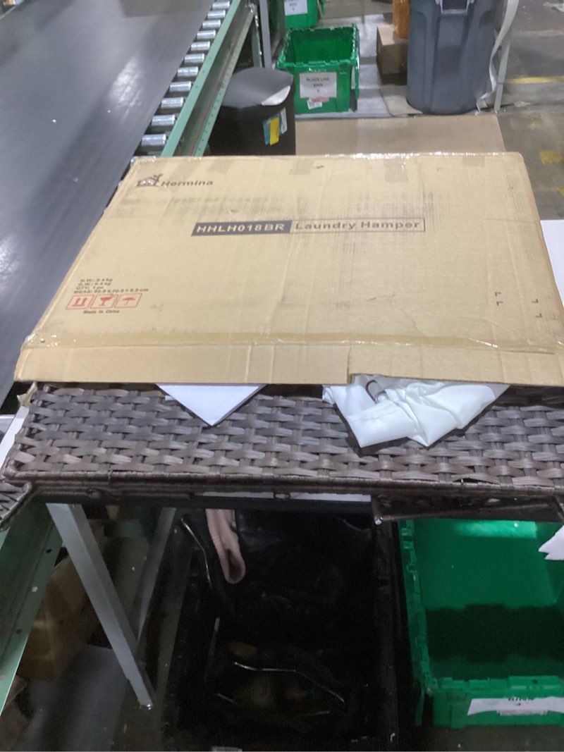 Condition photo showing New/Like New for Laundry Hamper with 4 Removable Liner Bags; 176L Handwoven Rattan Laundry Basket with Lid & Heightened Feet; Clothes Hamper with Side Handles (Brown) 176L (33.46x13x26.57 Inches) Brown