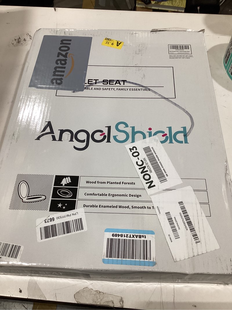 Condition photo showing New/Like New for Black Elongated Toilet Seat Natural Wood Toilet Seat with Zinc Alloy Hinges, Easy to Install also Easy to Clean, Scratch Resistant Toilet Seat by Angol Shiold (Elongated, Black) Elongated Black