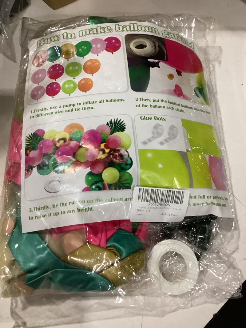 Condition photo showing New/Like New for tropical luau balloons arch garland kit luau party decorations with palm leaves flamingo palm tree aloha foil balloon coconut balloons set for tropical hawaiian flamingo party (aloha-a)