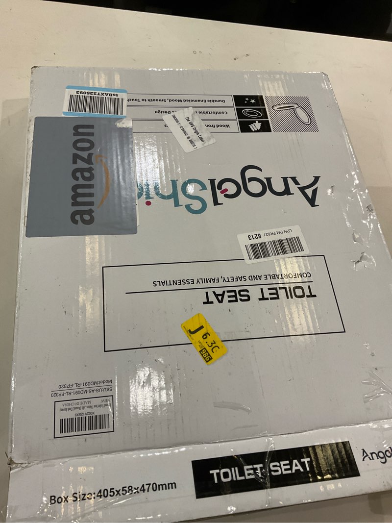 Condition photo showing As Is for Round Toilet Seat Molded Wood Toilet Seat with Quietly Close and Quick Release Hinges, Easy to Install also Easy to Clean by Angol Shiold (Round, Dark Brown) Soft Close Dark Brown