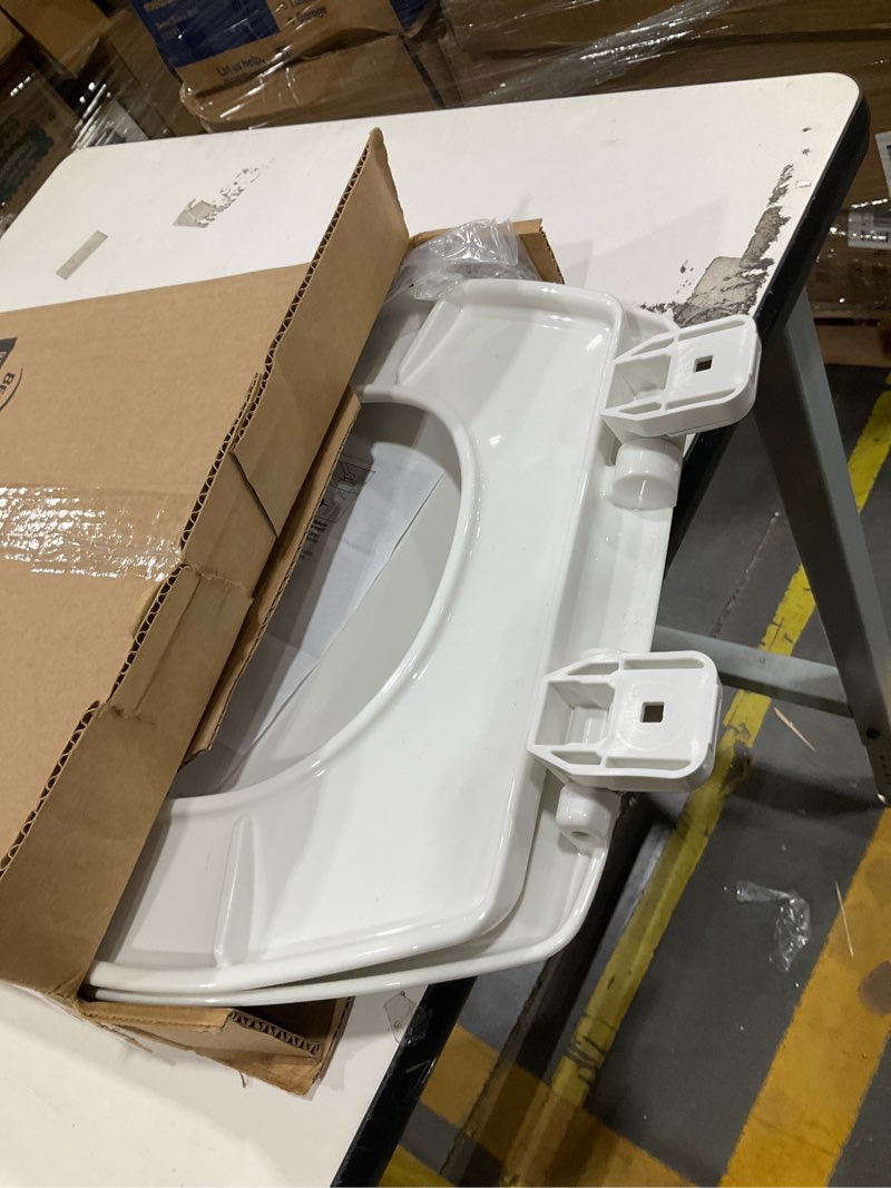 Condition photo showing Good Condition for mayfair linden slow close toilet seat, non slip heavy duty wood, easy install, elongated, white elongated traditional hinge