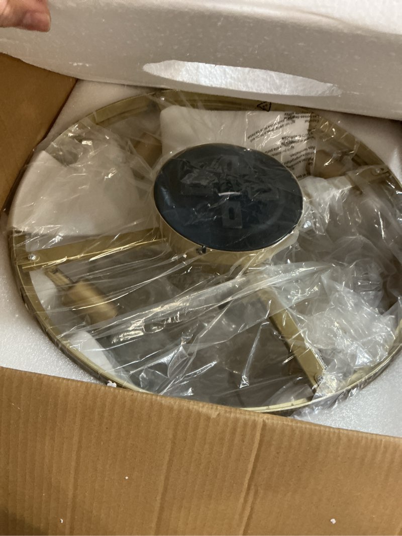 Condition photo showing Good Condition for Crystal Caged Ceiling Fan with Light Flush Mount, 20inch Crystal Ceiling Fan with Light and Remote, Gold Crystal Fandelier Ceilings Fans with Lights for Bedroom, Dining Room, Living Room 20 Inch Caged Crystal Ceiling Fan with Light