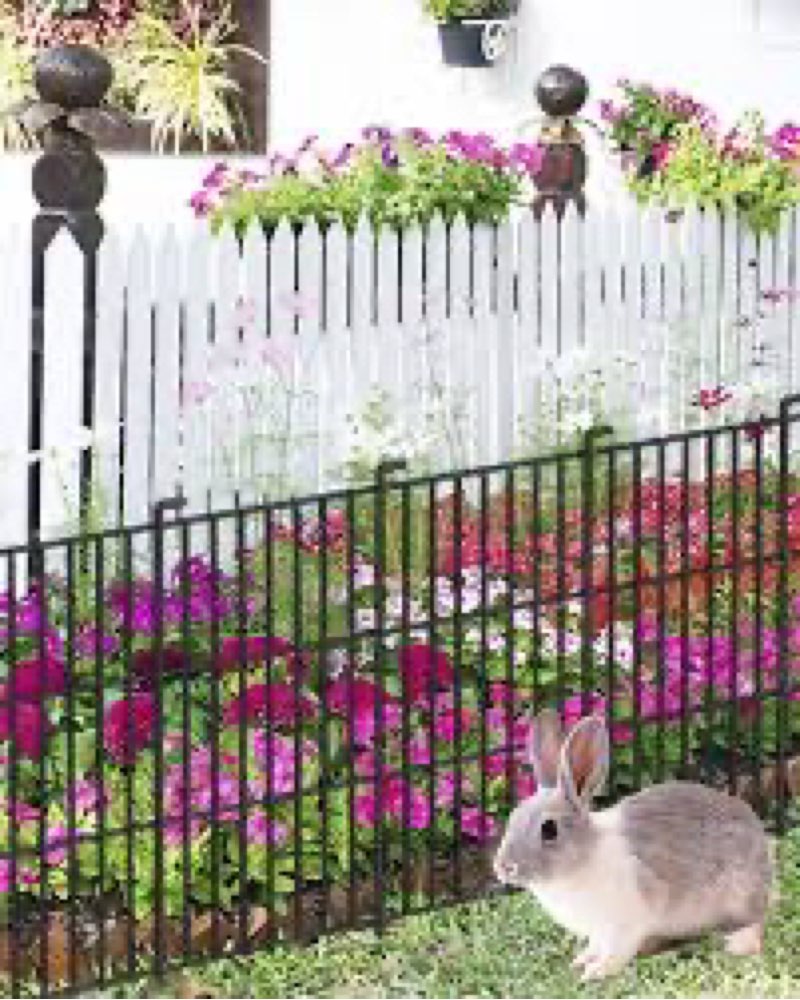 12 panel no dig decorative garden fence - 42in h x 26.5 ft l, tall animal barrier for dogs rabbits, 
