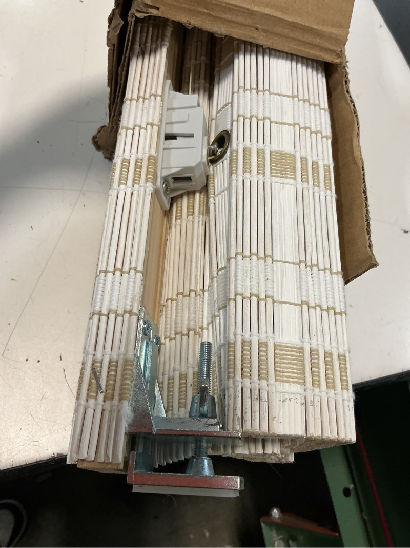 Condition photo showing Good Condition for lazblinds no tools no drill cordless bamboo roman shades, light filtering window treatment, roll up bamboo blinds for window 25'' w x 64'' h, whitewash b whitewash b 25'' w x 64'' h