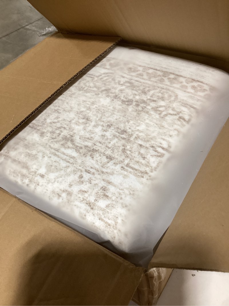 Condition photo showing New/Like New for Washable Area Rug 8x10, Large Soft Rugs for Living Room Vintage Beige 8x10 Area Rugs for Bedroom Dining Room Floral Non-Slip Thin Rug Beige/Ivory 8' x 10' (Rectangular)