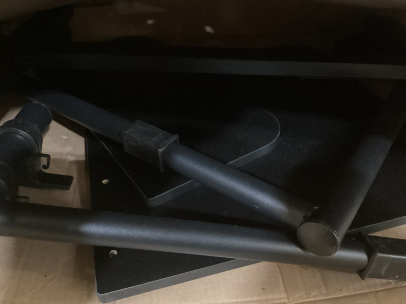 Condition photo showing Good Condition for Tilt-Swivel Dual Desktop Bed Side Table Tray with Wheels, Adjustable Height Laptop Over Bed Table, Folding Lightweight Hospital Bed Table, Black