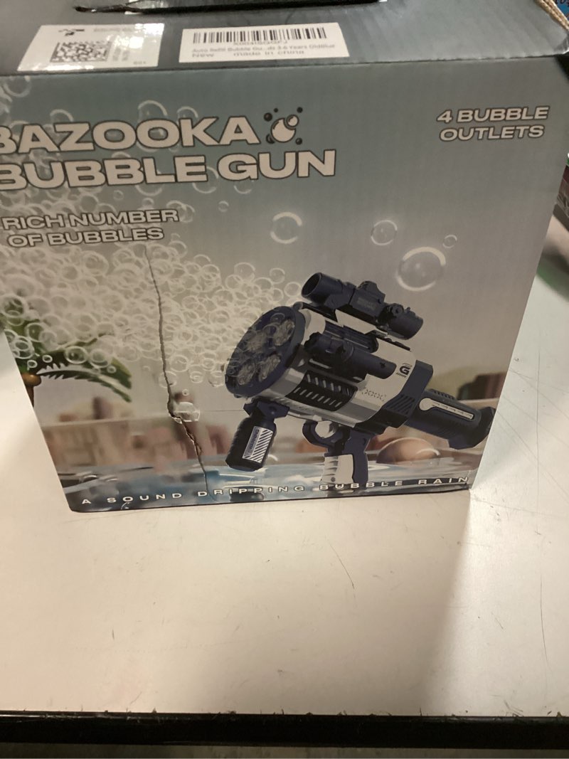 Condition photo showing New/Like New for Upgraded Rapid-Fill Automatic Bubble Machine Gun - Rechargeable Electric Blaster for Kids, Outdoor Summer Toys, Wedding Party Favors, Gift for Boys with 20 Holes Design(Blue)