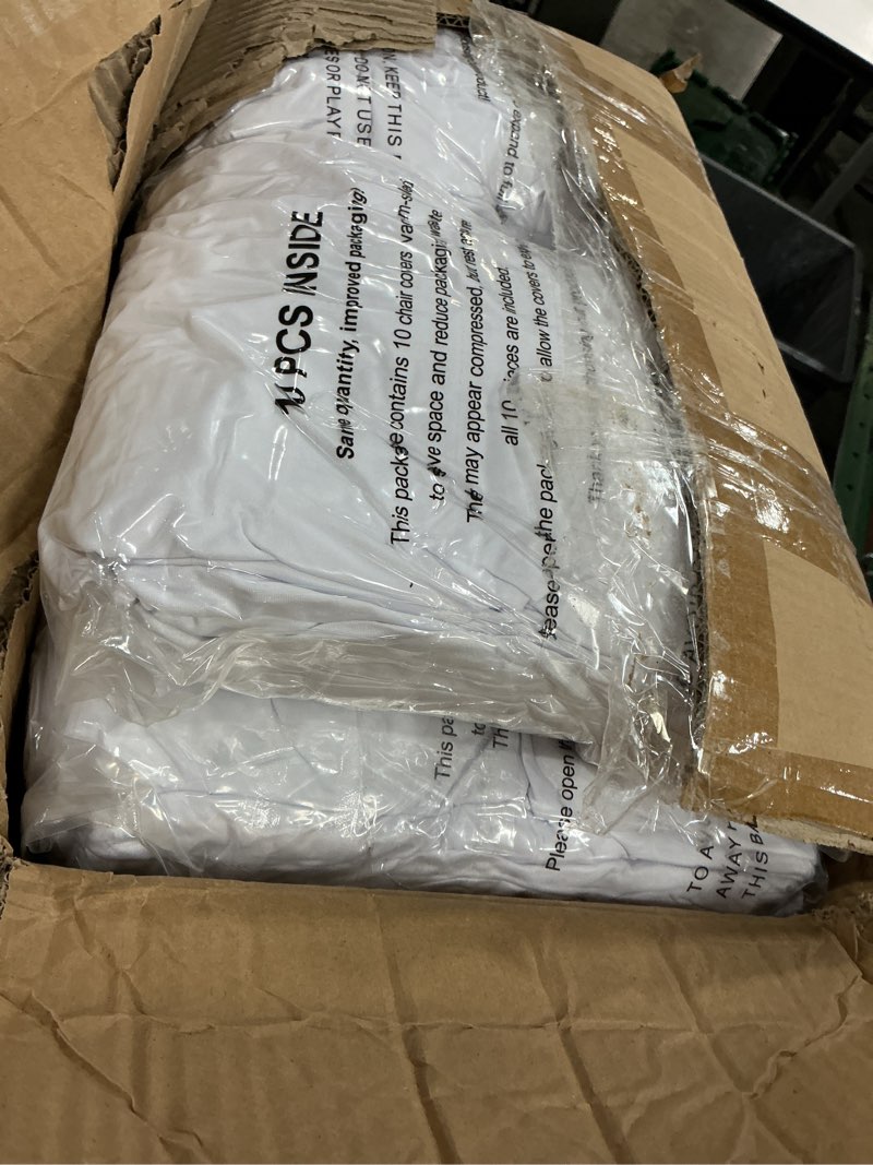 Condition photo showing New/Like New for stretch spandex chair covers - white 150 pcs, folding kitchen chairs cover, universal washable slipcovers protector, removable chair seat covers, for wedding party dining room banquet event white- folding chair covers 150pcs