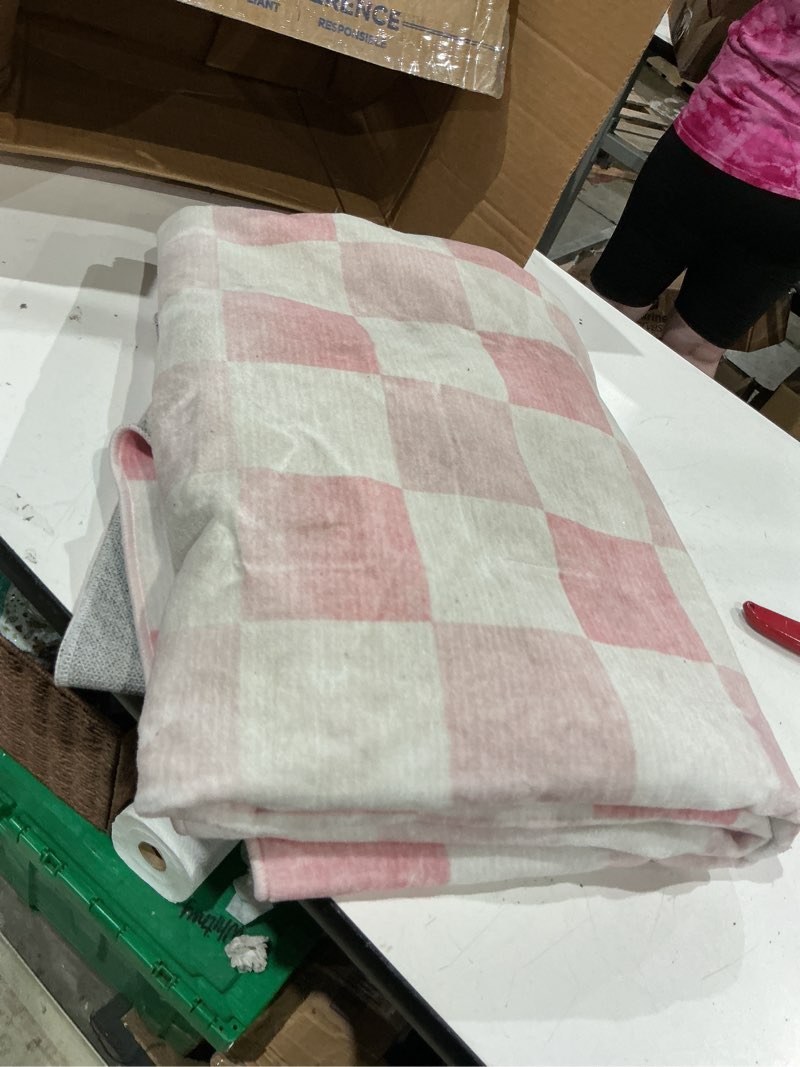 Condition photo showing As Is for similar)))))pink plaid area rug for living room modern rug washable abstract area rug large non slip spring farmhouse checkered on linen floor carpet mat soft indoor rug for bedroom nursery office