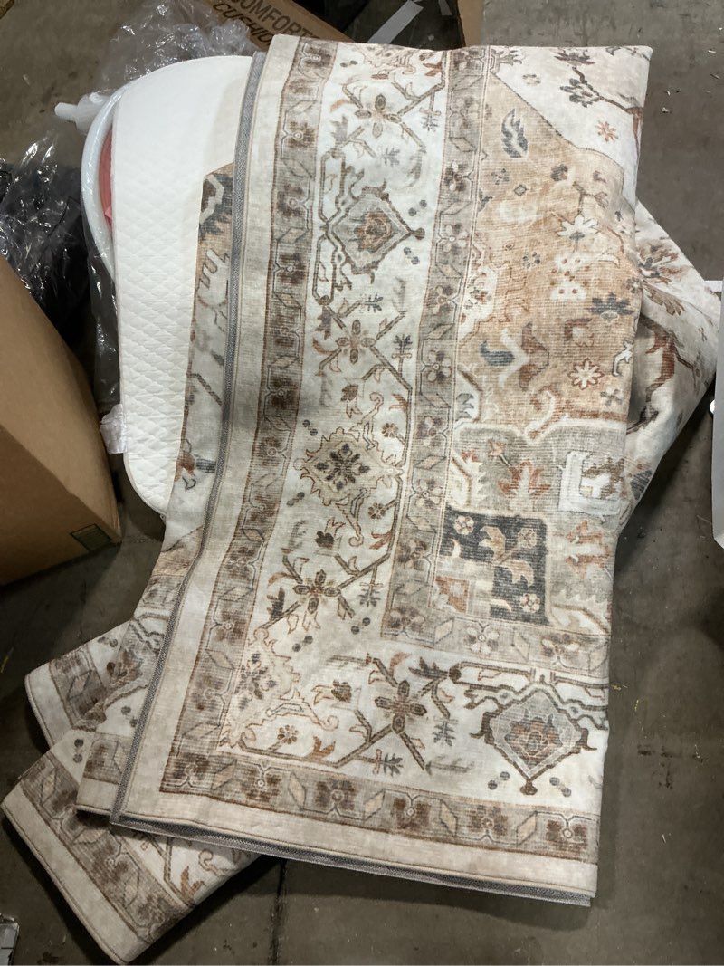 Condition photo showing As Is for (Similar to stock photo) 21st Century Persian Sultanabad 7x9Ivory, Light Blue, & Tan Handmade Area Rug