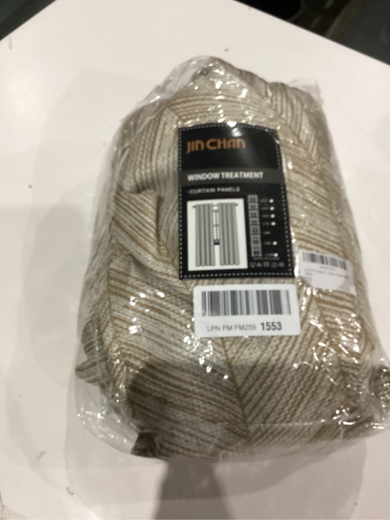 Condition photo showing Good Condition for jinchan Taupe Printed Curtains 84 Inch Length 2 Panels Modern Jacquard Curtains with Herringbone Geometric Zigzag Pattern Room Darkening Drapes for Living Room Bedroom Grommet Top Window Treatments 50"W x 84"L (Pack of 2) Chevron Taupe