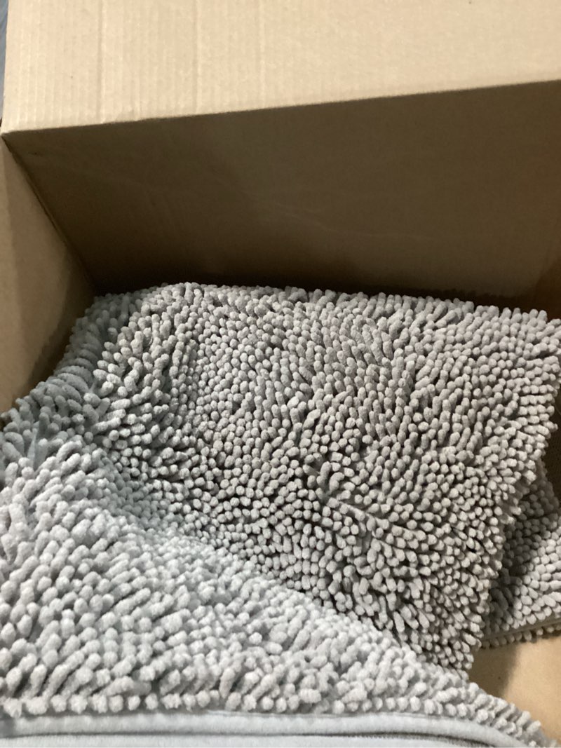 Condition photo showing Good Condition for Smiry Luxury Chenille Bathroom Rugs 59x35, Extra Soft and Absorbent Shaggy Bath Mat, Machine Washable, Non-Slip Plush Carpet Runner for Tub, Shower, and Floor, Home Decor Accessories, Light Grey 59'' x 35'' Light Grey
