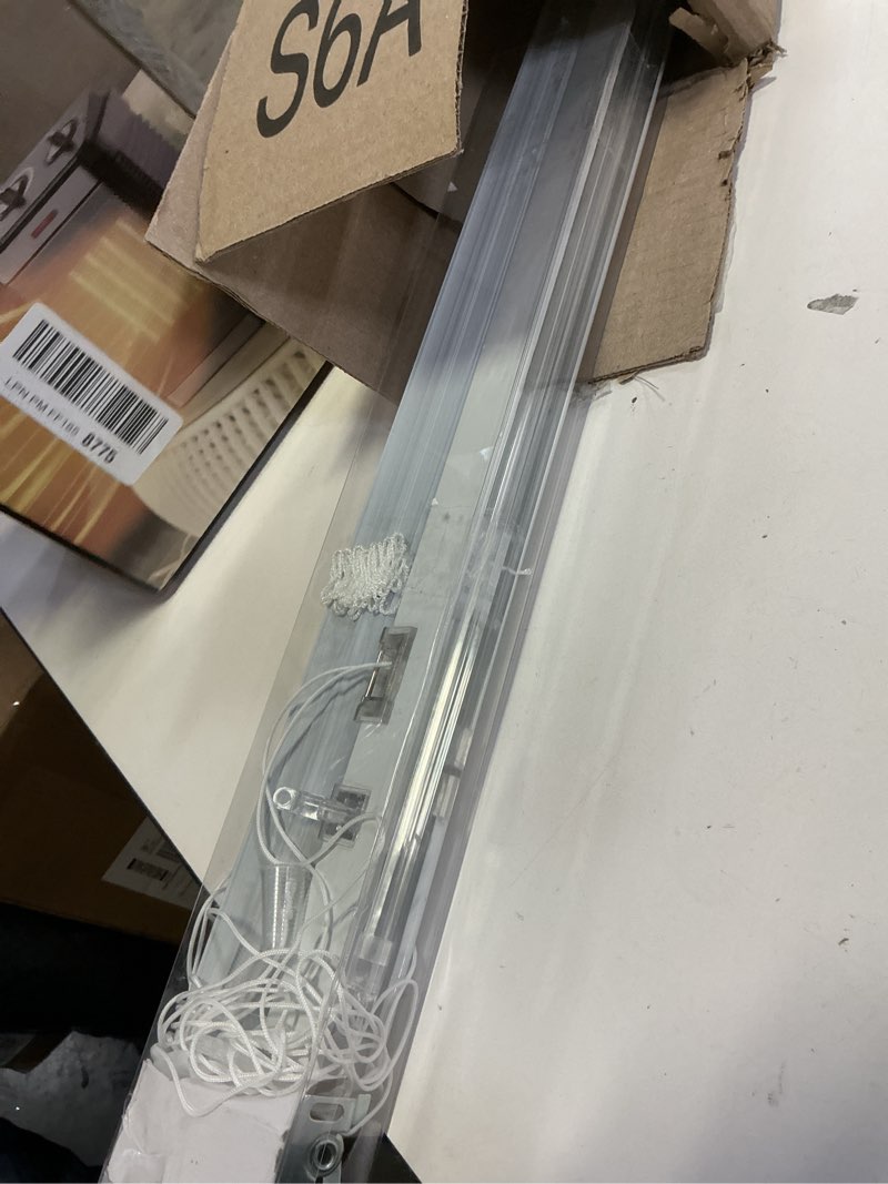Condition photo showing As Is for YIIBAII Mini Blinds Suitable for 28\" W x 64\" H Windows 1\" Aluminum Horizontal Venetian Blinds Darkening with Rope and Pole can Mounted Inside or Outside White 28\"W x 64\"