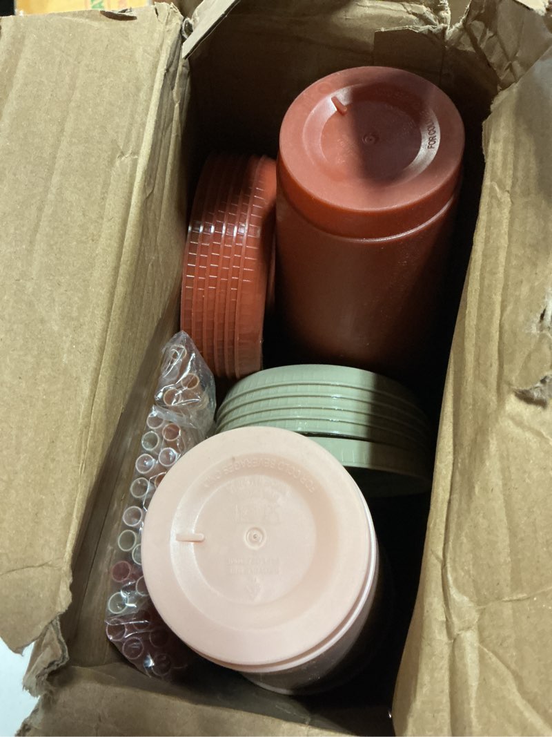 Condition photo showing Good Condition for skylety 24 pcs boho plastic cups with lids and straws 24 oz reusable tumbler large travel mug cup coffee beverage drinks party supplies for wedding bridal baby shower birthday boho 24