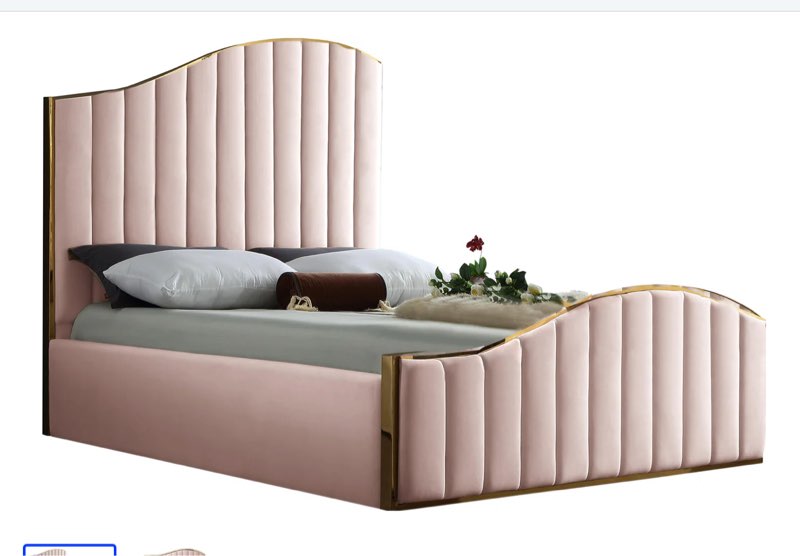 (Incomplete box 3 of 3)Jolie Pink Velvet Queen Bed
