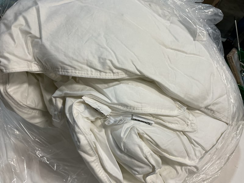 Condition photo showing As Is for all-season premium down alternative comforter, full/queen, white
